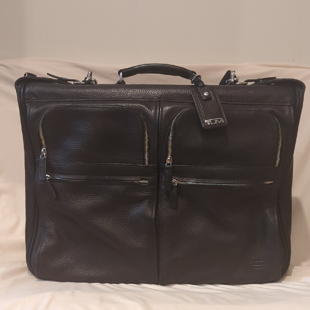 Tumi Black Leather Garment/Travel Bag